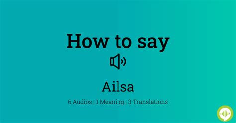 ailsa pronunciation|How to Pronounce Ailsa .